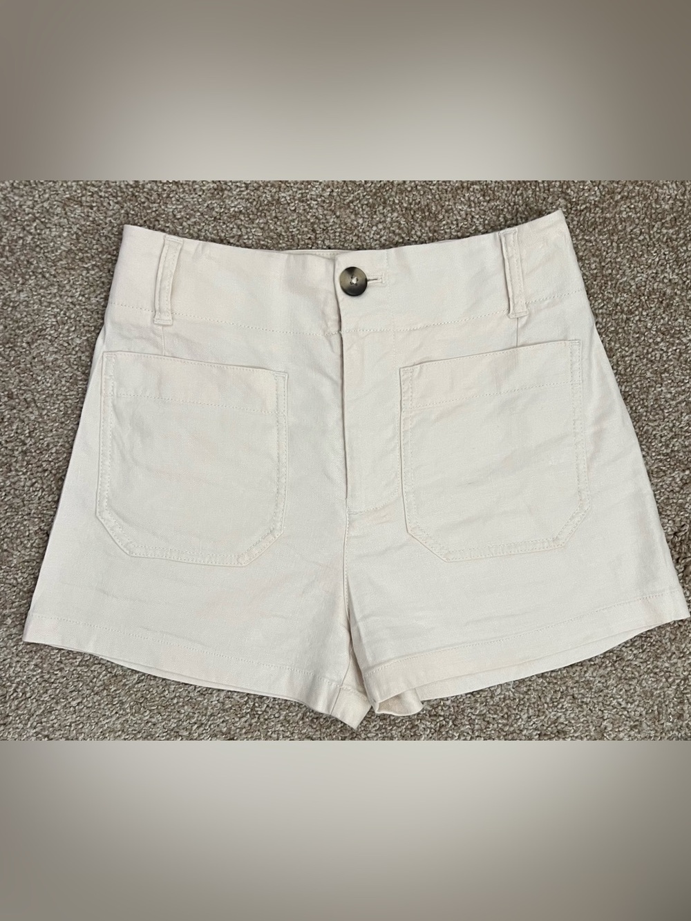 Maeve by Anthropologie THE COLETTE Linen Shorts in Cream Size 25